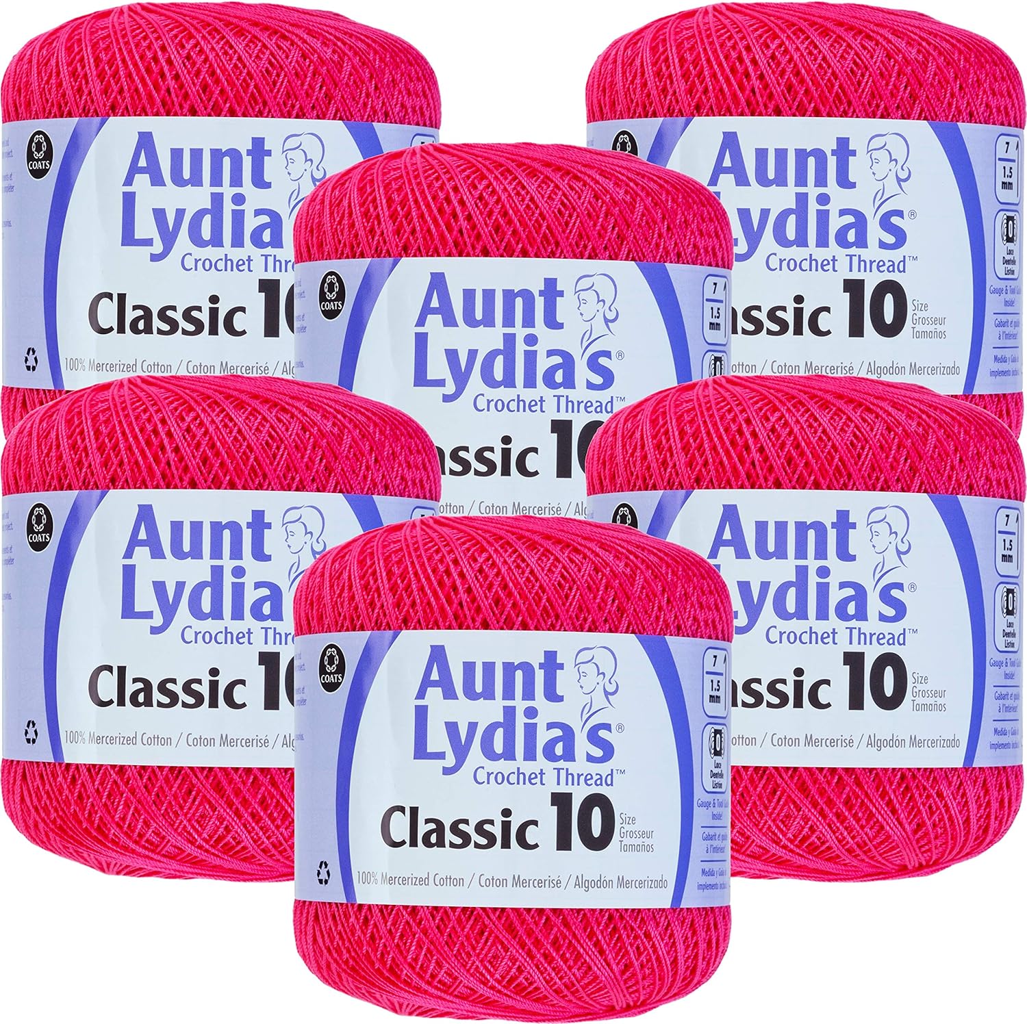 ODDITIES AUNT LYDIA CRO COTTN 29373906, Hot Pink, Multipack Of 6