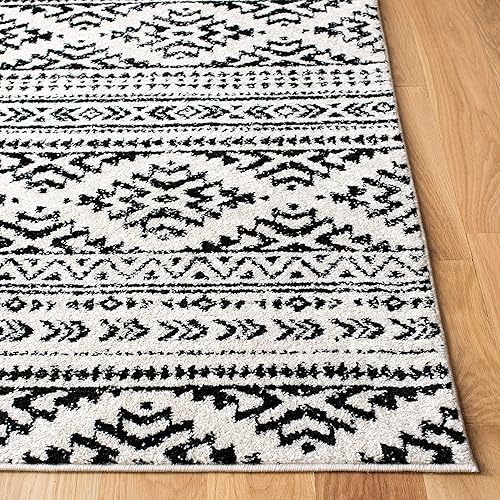 Miniatura 8 de SAFAVIEH Tulum Collection - Alfombra decorativa de 2 x 4 pies, color marfil y azul marino, diseño tribal bohemio marroquí, no desprende pelusa y de