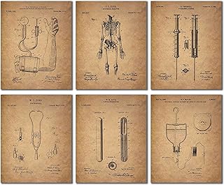 BigWig Prints - Doctor and Nurse Patent Wall Art, Vintage Medical Posters Featuring Classic Medical Inventions, Perfect for Clinics, Hospitals, or Offices - Unframed Set of 6 (8x10)