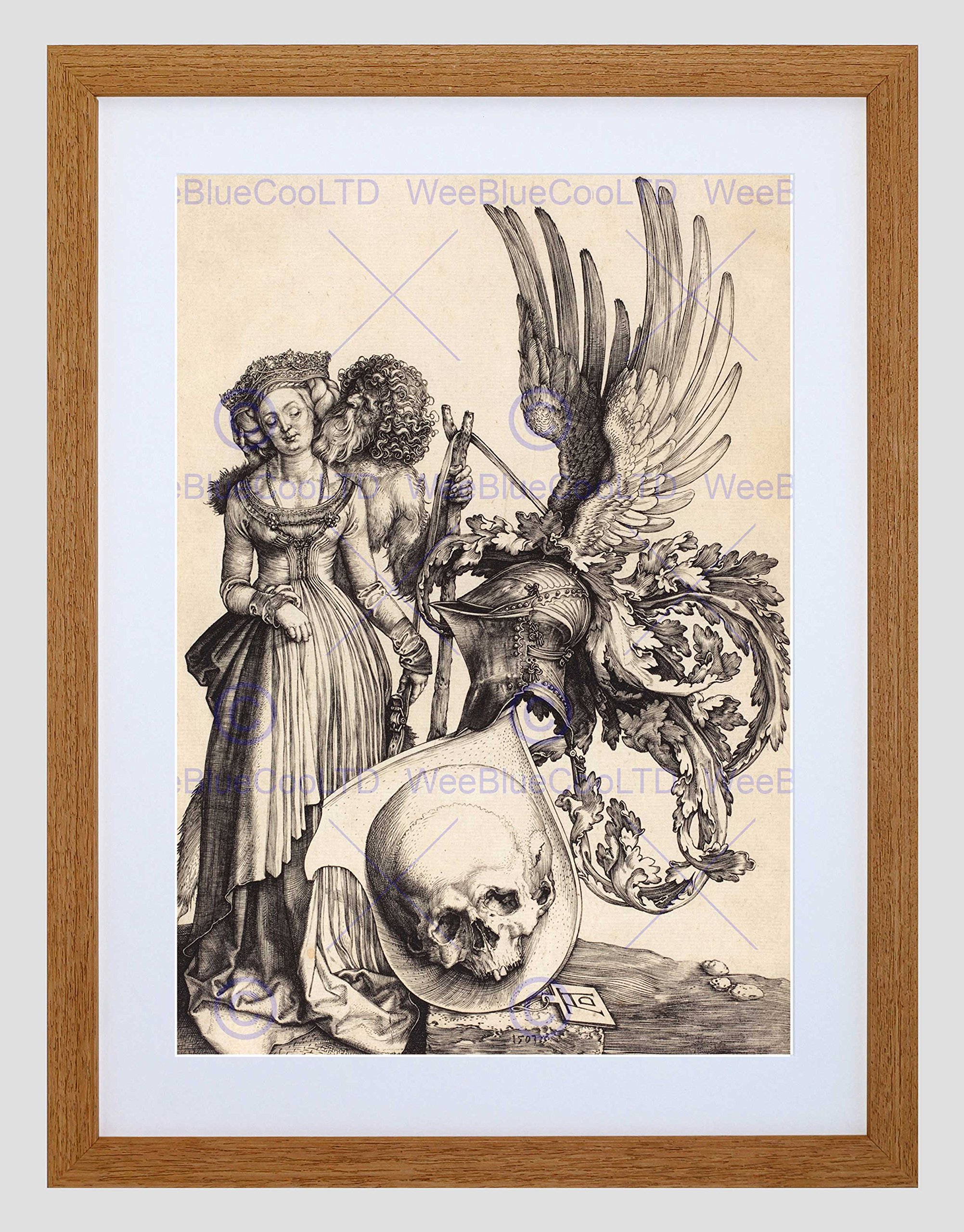 Wee Blue Coo Albrecht Durer German Coat Arms Skull Picture Framed Wall Art Print