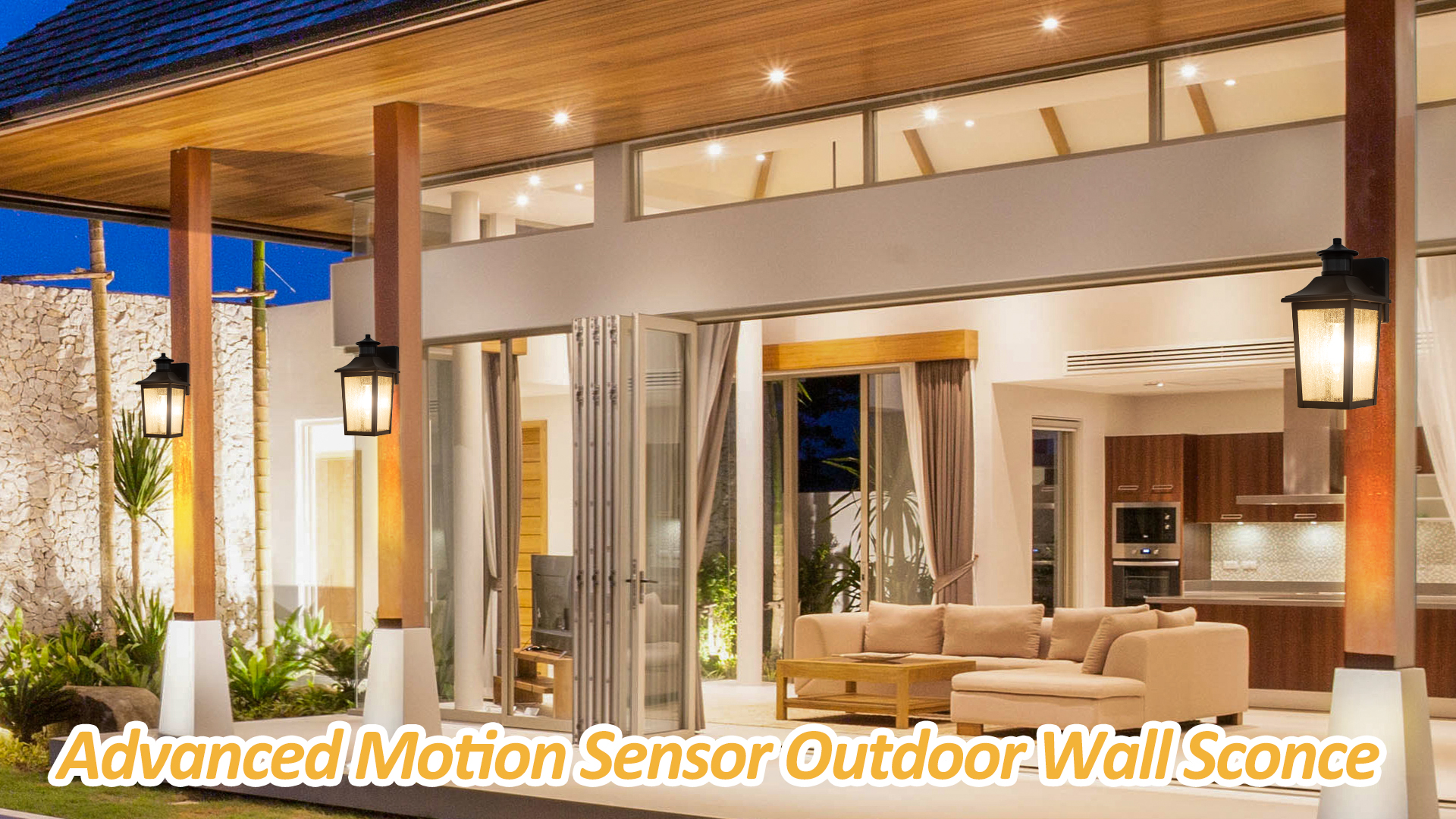 Image of FILIYANO Motion Sensor Outdoor Wall Lights, Black, Dusk to Dawn, 2 Pack