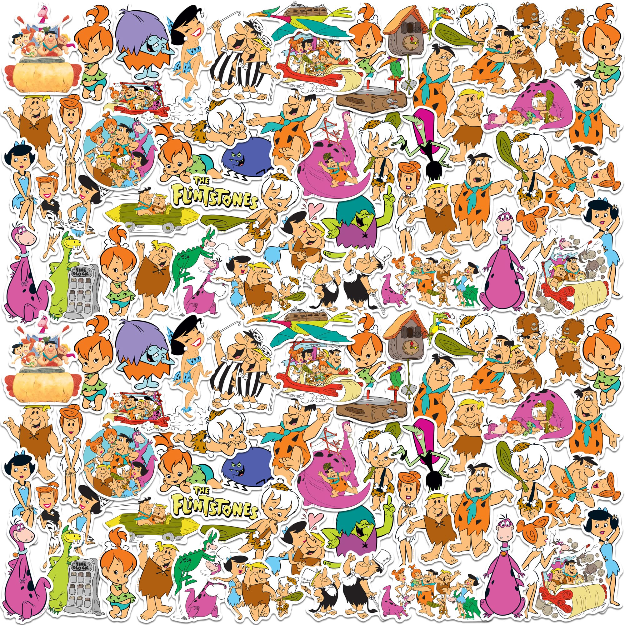 The Flintstones 100ct Vinyl Large Deluxe Stickers Variety Pack - Laptop, Water Bottle, Scrapbooking, Tablet, Skateboard, Indoor/Outdoor