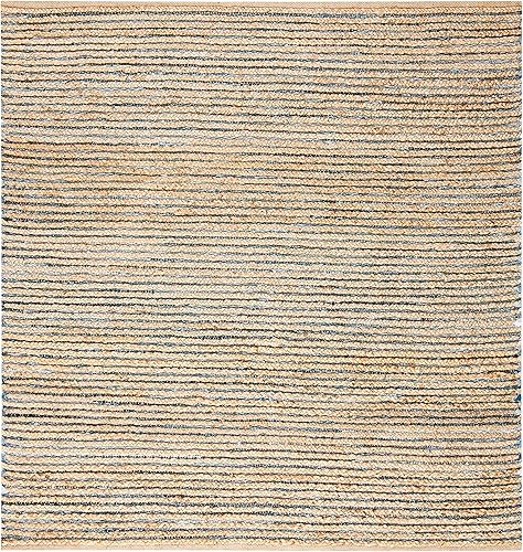 Miniatura 5 de SAFAVIEH Cape Cod Collection CAP307M - Alfombra trenzada de yute de 8 x 10 pies, hecha a mano, color natural y azul