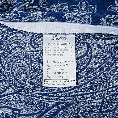 Miniatura 6 de Softta Juego de ropa de cama con estampado de flores de cachemira roja vintage, tamaño California King, juego de funda de edredón de 3 piezas, 100%