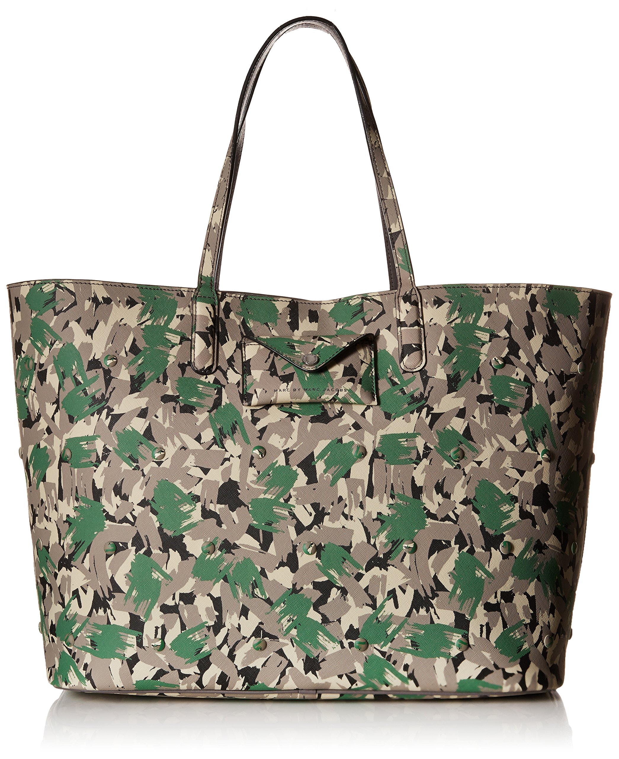 Marc by Marc Jacobs Womens Metropoli Brush Tips Studs Travel Tote Dark Moss Multi One Size