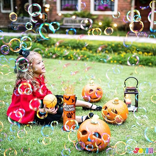 Miniatura 8 de JOYIN 2 piezas de juguetes de máquina de burbujas con luz de Halloween con calcomanías de bricolaje, soplador automático de burbujas brillante con