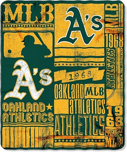 MLB Oakland Athletics Strength - Manta de forro polar estampada, 50 x 60 pulgadas