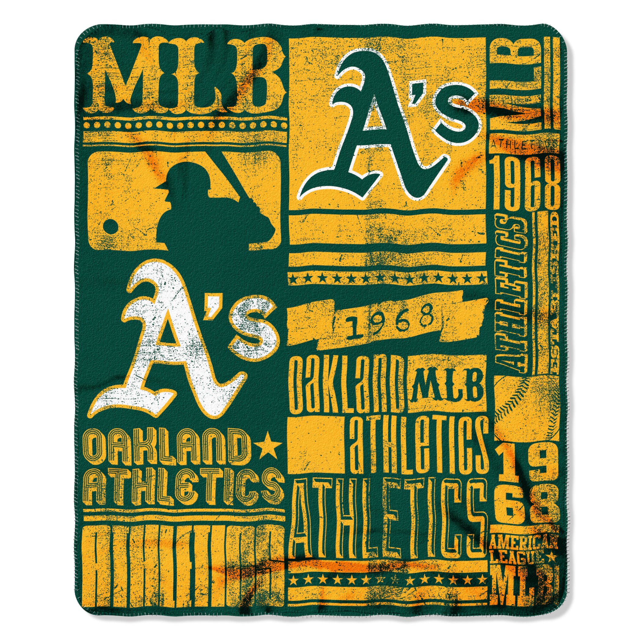 MLB Oakland Athletics Strength Printed Fleece Throw, 50-inch by 60-inch