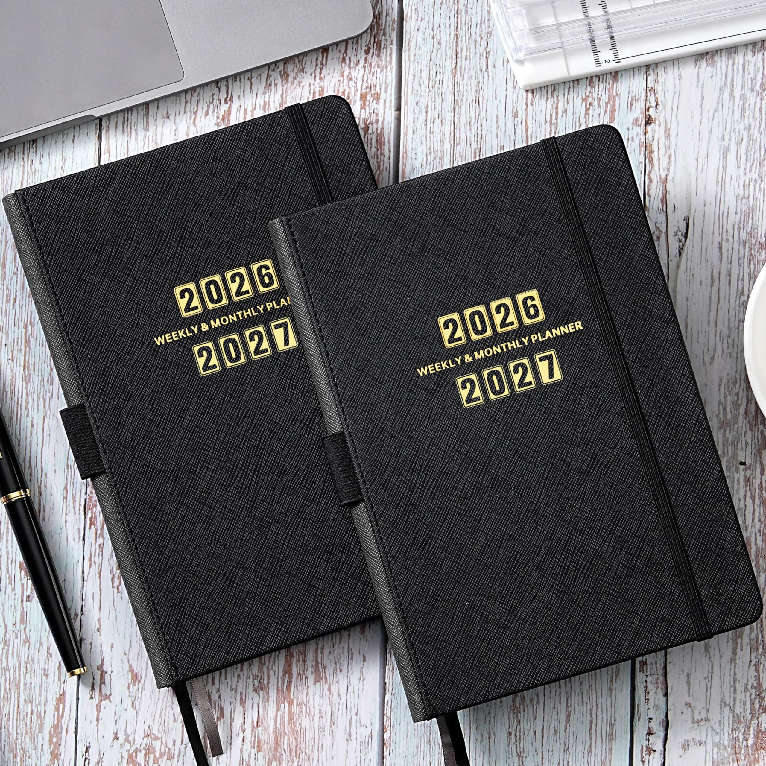 kalender 2020 A5, Terminplaner 2020 Taschenkalender mit Ledereinband und Stiftschlaufe und dicken Papieren, Innentasche und 88 Notizseiten im Geschenkkarton