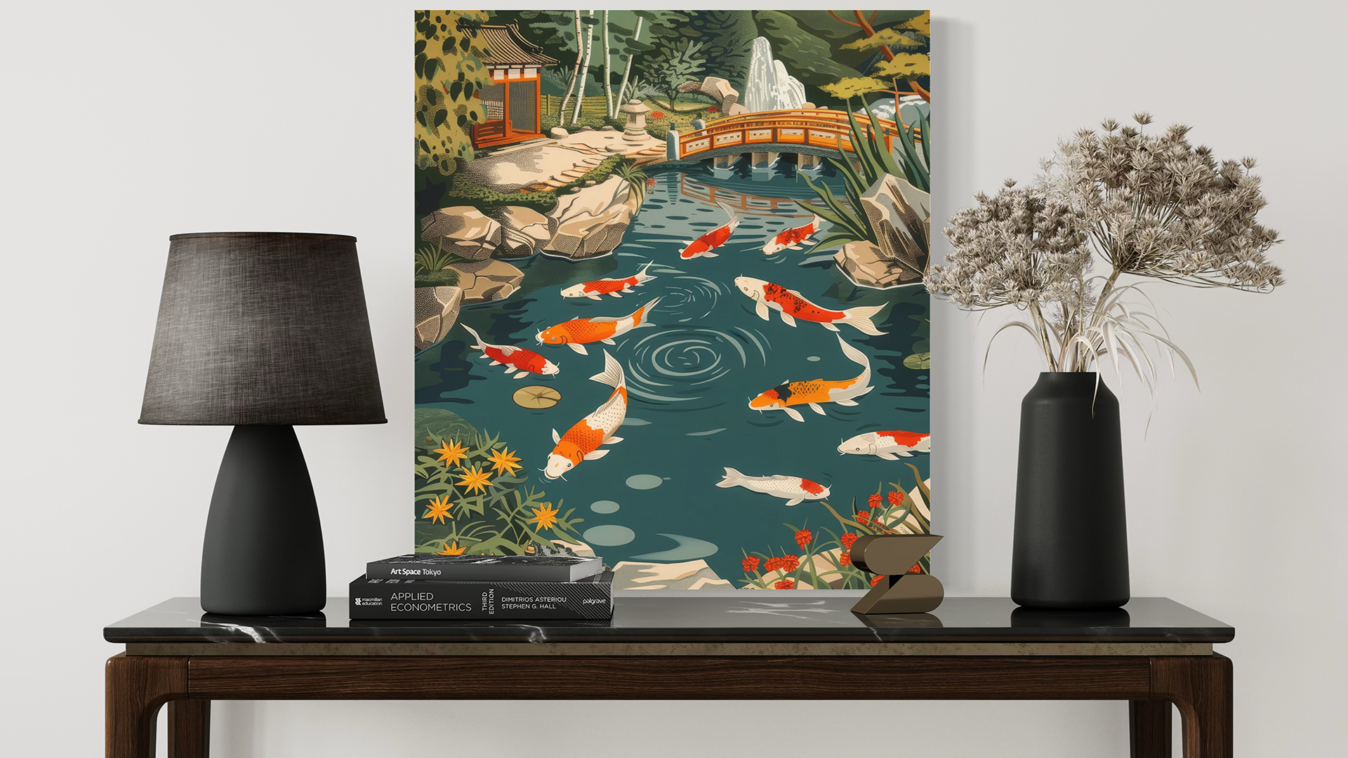Amazon.com: aj decor Koi Fish Pond Landscape Poster Art Print
