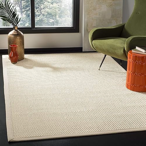 Miniatura 1 de Safavieh Natural Fiber Collection - Alfombra de área de 8 x 10 pies, marfil y beige claro, diseño de sisal de borde, fácil cuidado, ideal para zonas