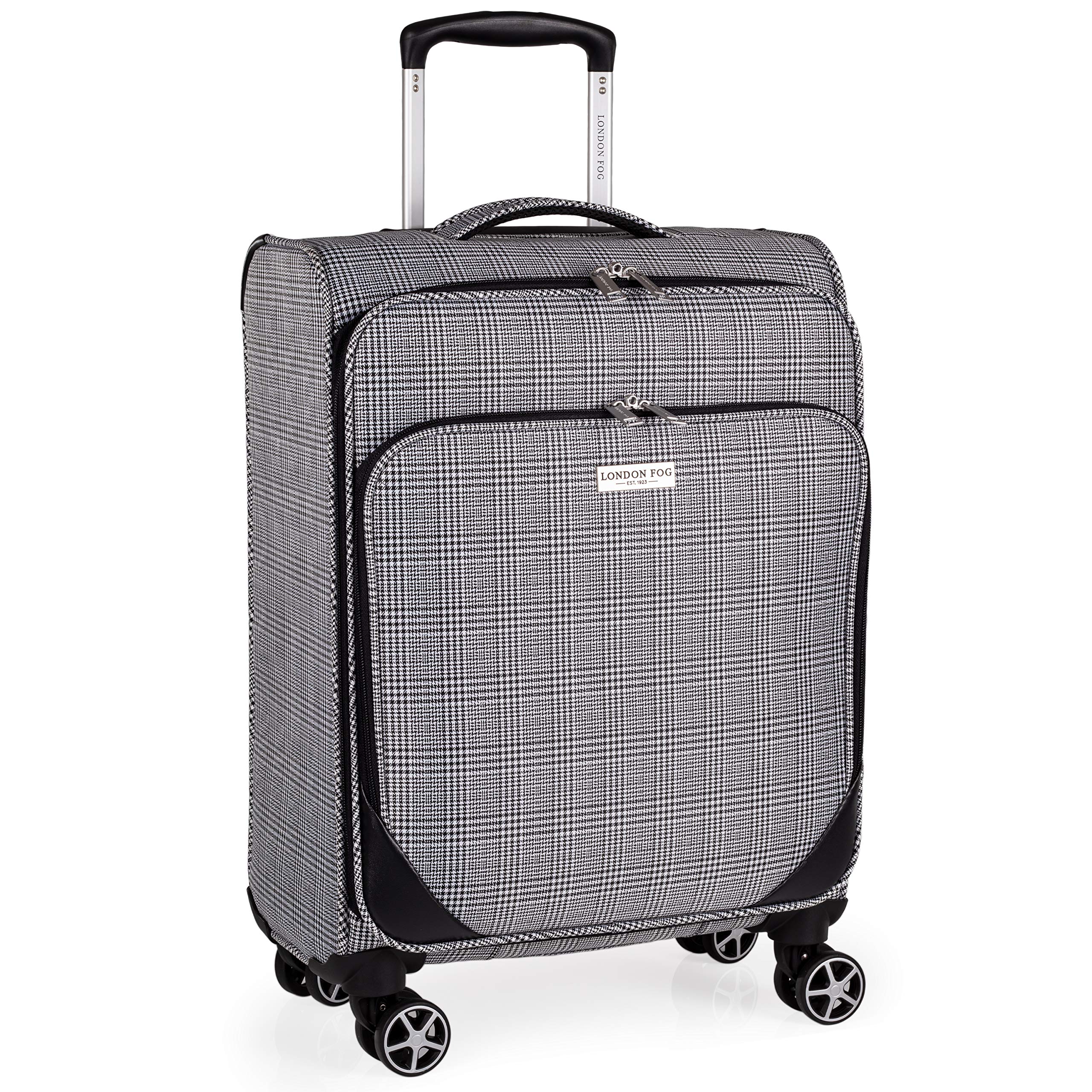 London Fog18 Inch Suitcase on x4 Spinner Wheels - Onboarder Soft Shell Luggage Fits Travel Cabin Cage 58x36x22 | Newbury LFL004 (Small)