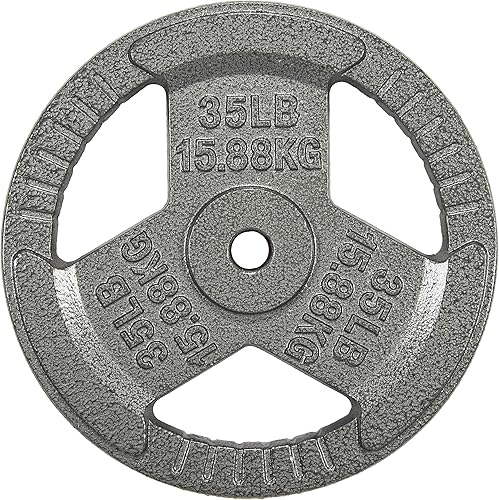 HulkFit Placa de peso de hierro fundido de 1 y 2 pulgadas con asas de agarre múltiple y revestimiento de esmalte para entrenamiento de fuerza solo