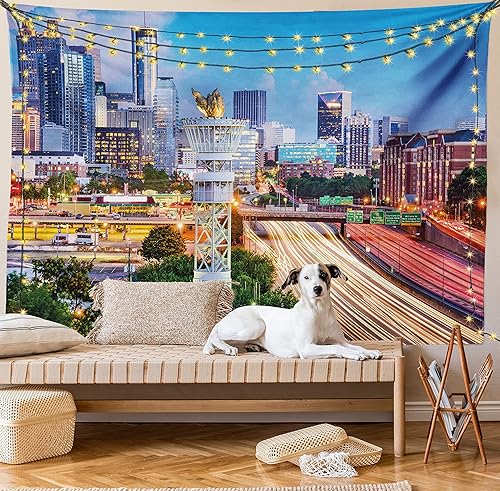 Miniatura 109 de Ambesonne Tapiz de fantasía, paisaje de fantasía con reloj, rayos de cielo de ensueño desde el techo, arte ficticio, colgante de pared ancho para