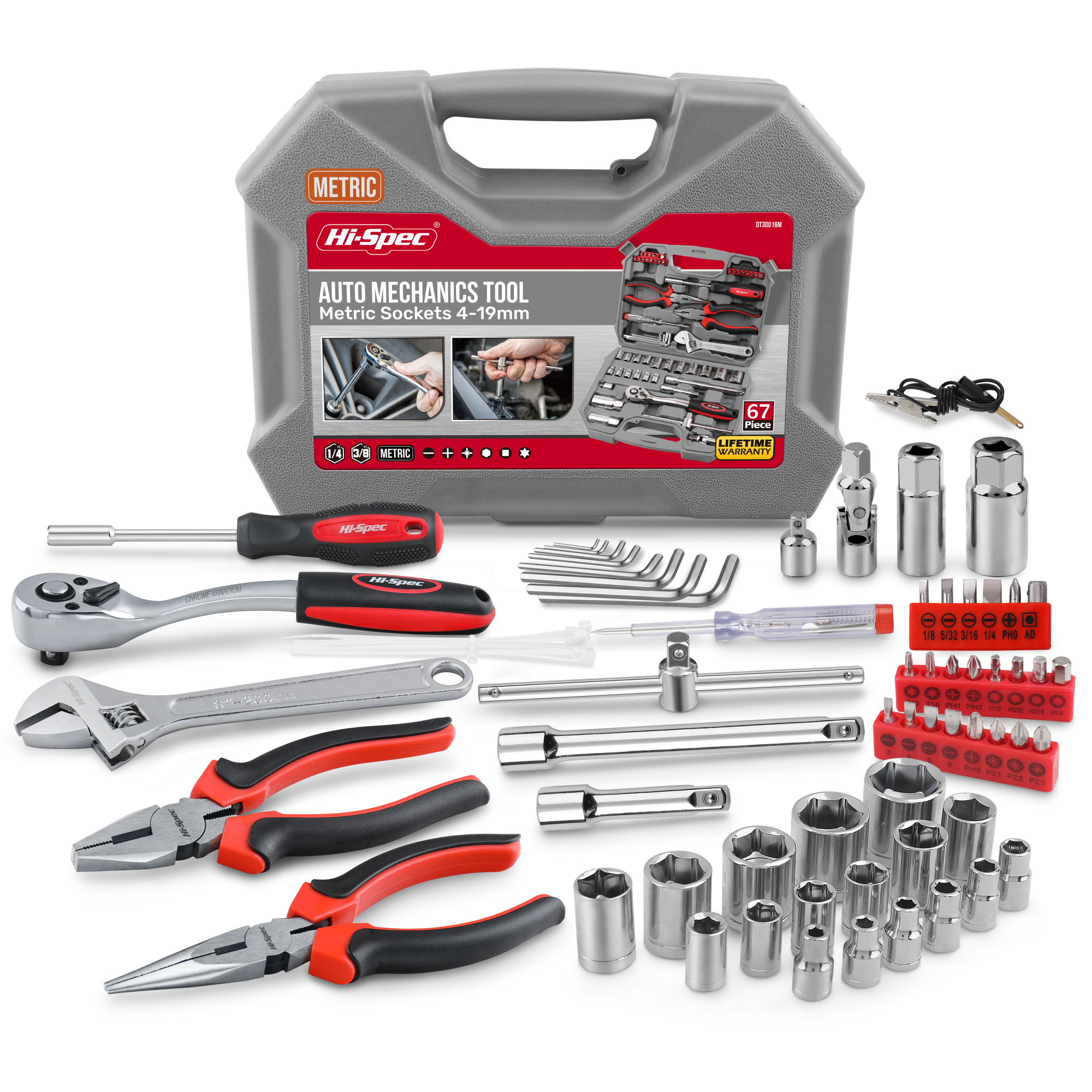 Hi-Spec 67pc Metric Auto Mechanics Tool Kit Set. Complete