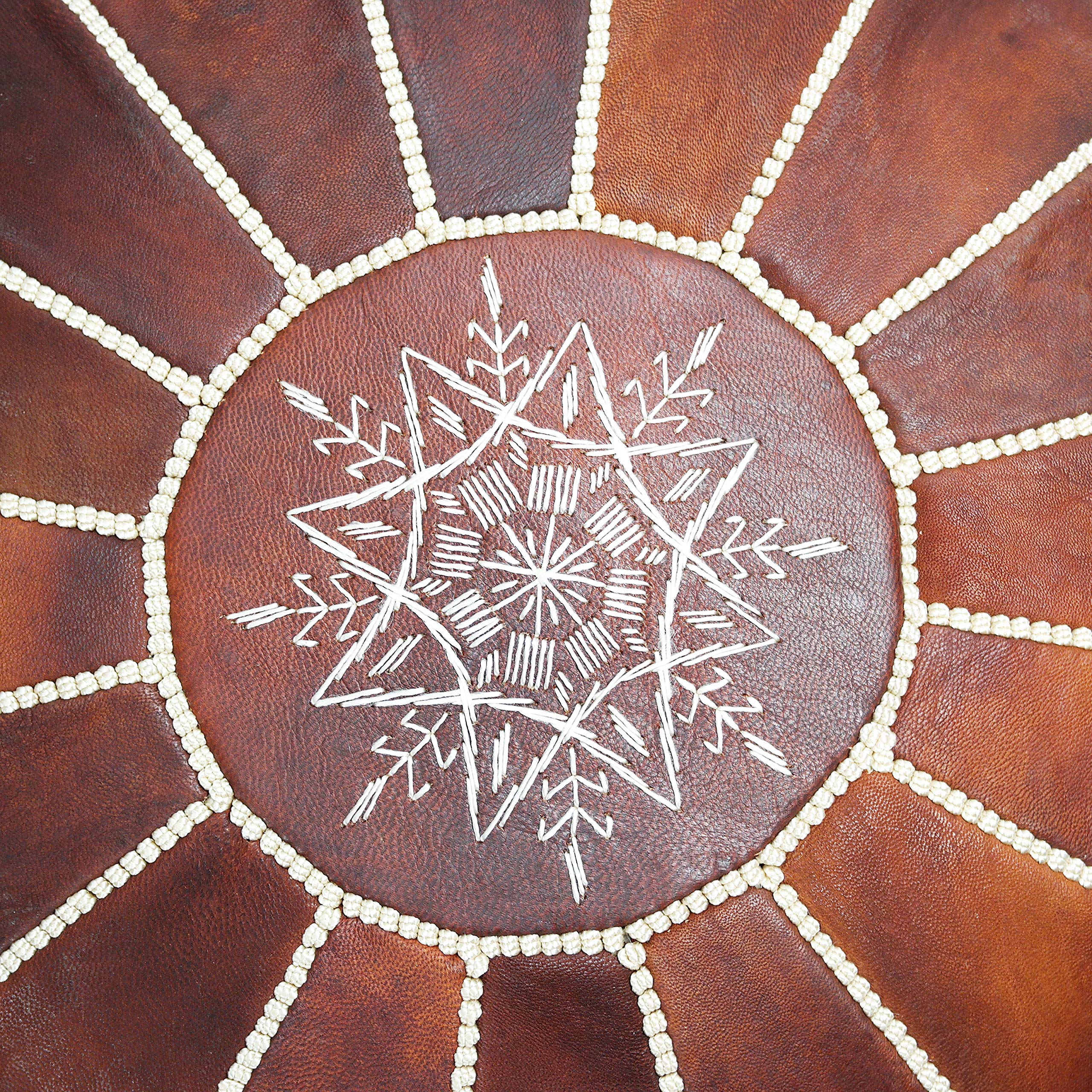 Marrakesh Style Pouf marocain en cuir naturel Marron foncé