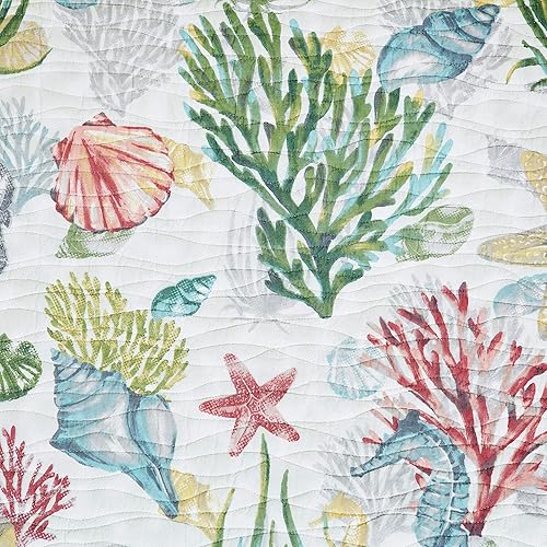 Vista 3 de C&F Home Shellwood Sound - Colcha individual de algodón, lavable a máquina, suave y acogedora para sofá, cama, 80 x 110 pulgadas, multicolor