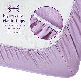GUNTAIL Crib Sheets for Boys Girls,100% Cotton Fitted Crib Sheet 2 Pack for Standard Crib and Toddler Mattress, Super Soft Breathable Baby Sheet 28x52x8in (Purple & Pink)