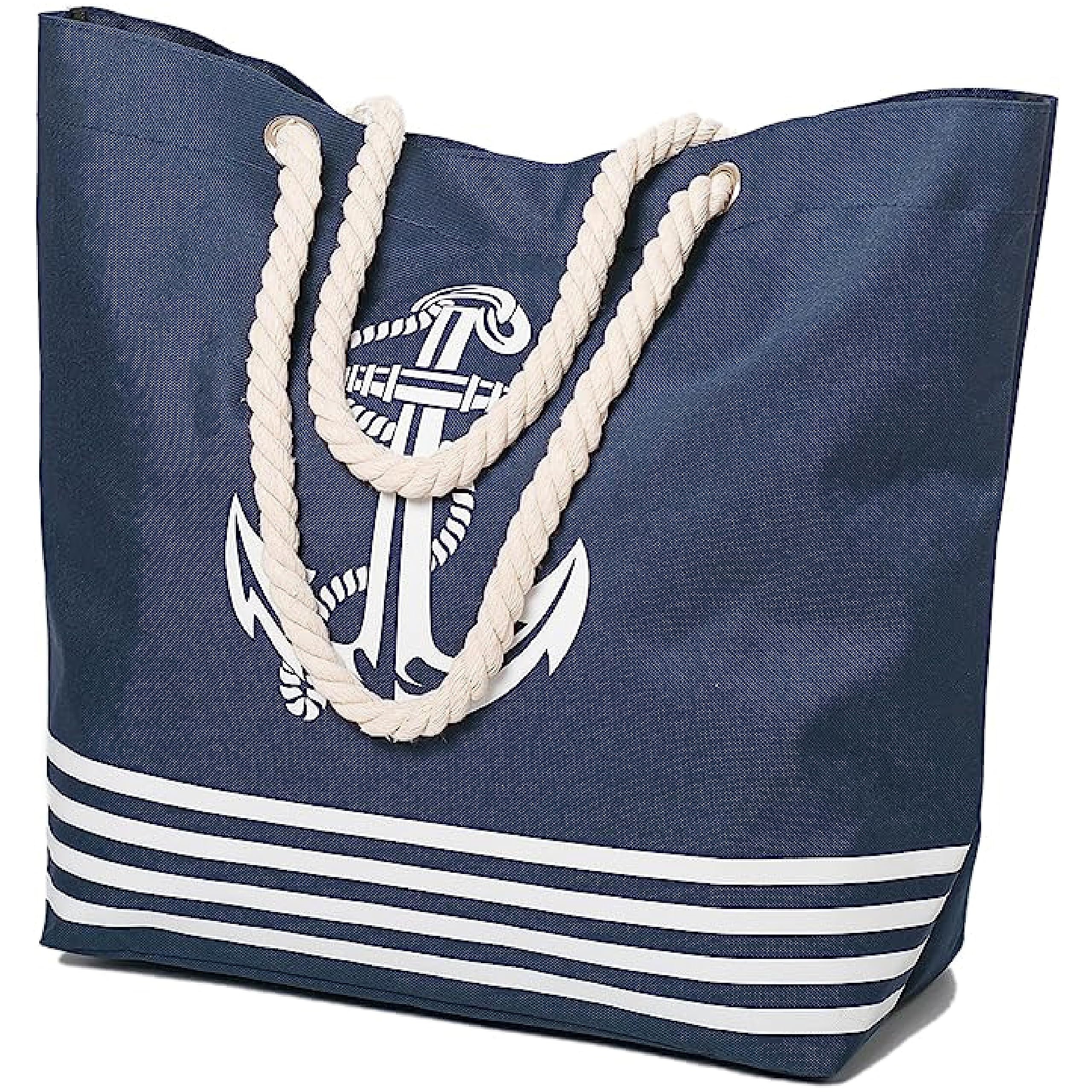 AIREE FAIREE Bolsas de Playa - Bolso Grande y Elegante de verano para mujer con bolsillo interior con cremallera, cierre seguro e interior espacioso para todos los elementos esenciales de la playa