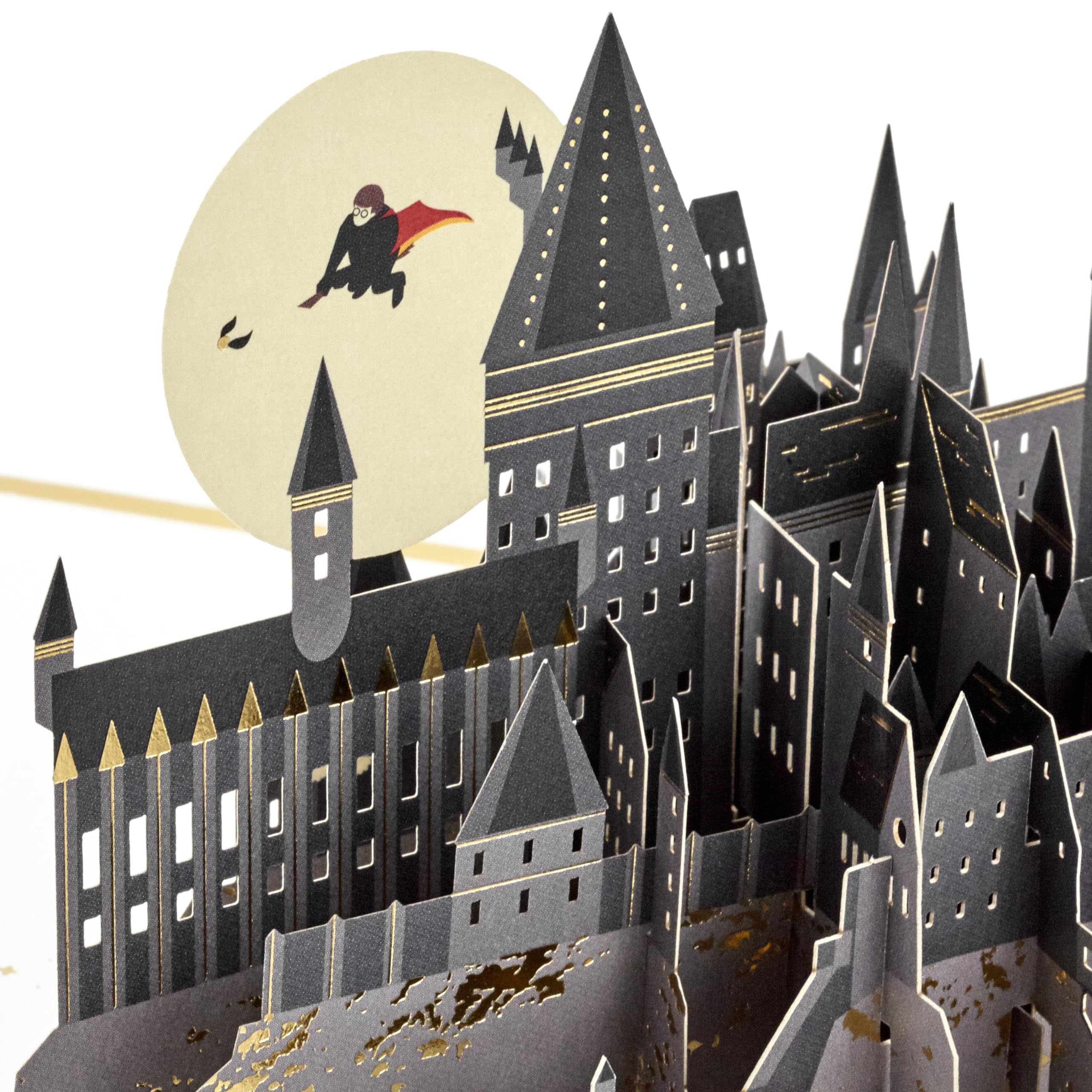 Hallmark Harry Potter, karta 3D i pop-up na każdą okazję, złoty znicz, miotła, urodziny, Dzień Ojca, Boże Narodzenie, córka, syn, wnuczka, wnuk, świat czarodziejów, złota