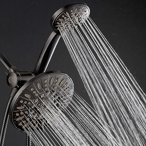 Miniatura 2 de AquaDance Combo de lluvia de 3 vías de alta presión de bronce aceitado de 7 pulgadas con manguera extra larga de 72 pulgadas disfruta de un cabezal