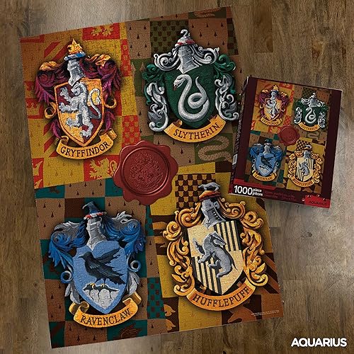 Miniatura 3 de AQUARIUS Rompecabezas de Harry Potter con crestas de la casa (rompecabezas de 1000 piezas) – Mercancía y coleccionables de Harry Potter con licencia