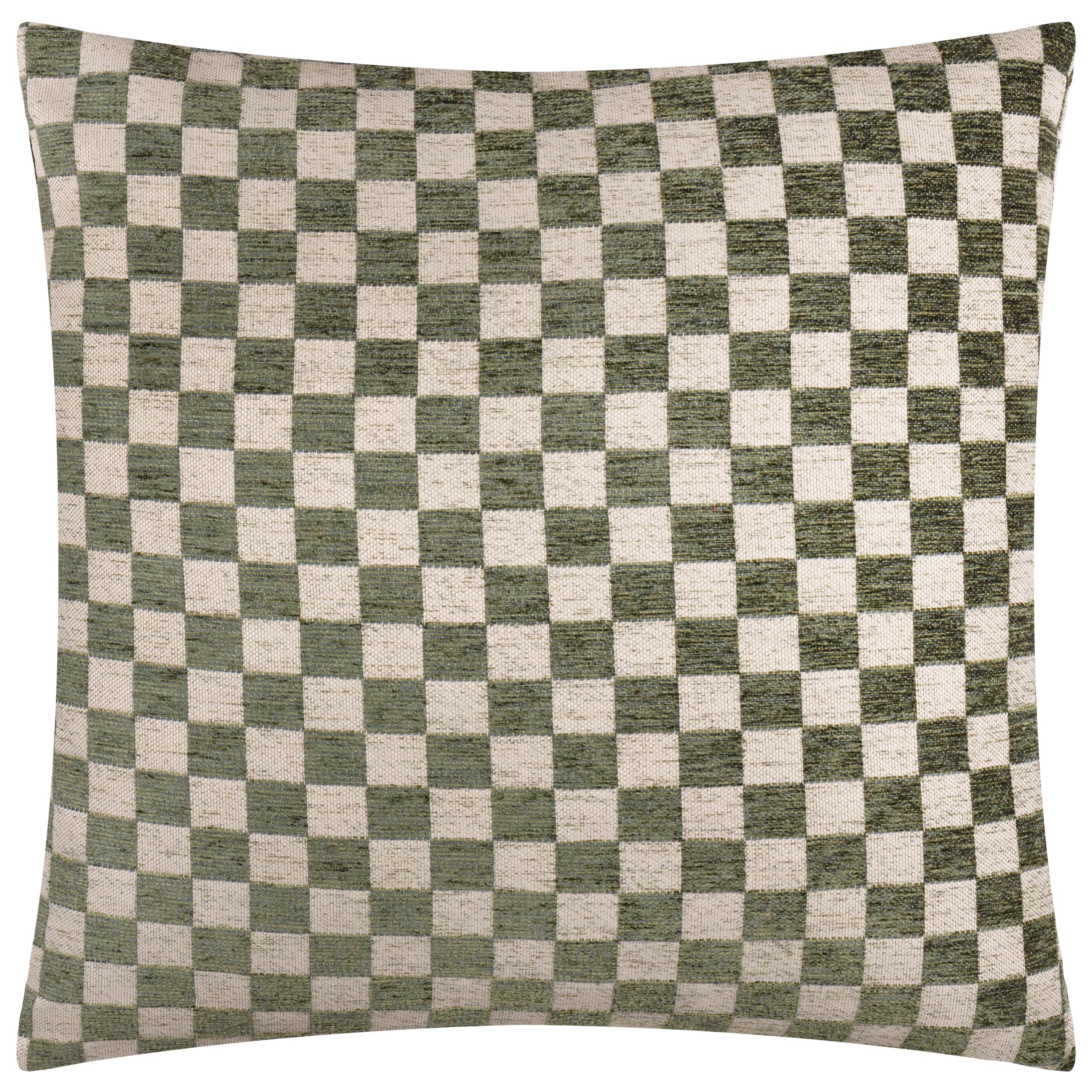 furn. Hoem Larro Cushion Cover – Textured Checkerboard Jacquard Chenille Decorative Case (Smoke Green – 45x45cm)