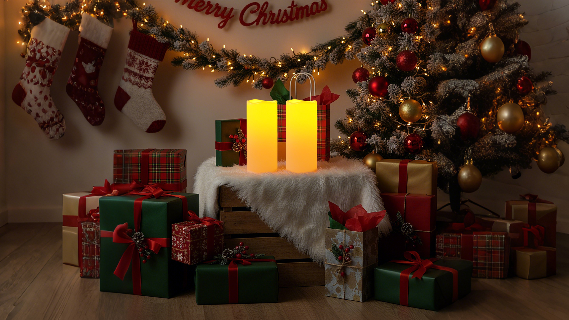 Image of 5plots Large Waterproof Flameless Candles 4 inchx8 inch White LED Pillar Set of 2 | Waterproof plastic candles with remote timer, realistic flickering LED glow. Battery operated for patio, porch & lanterns
