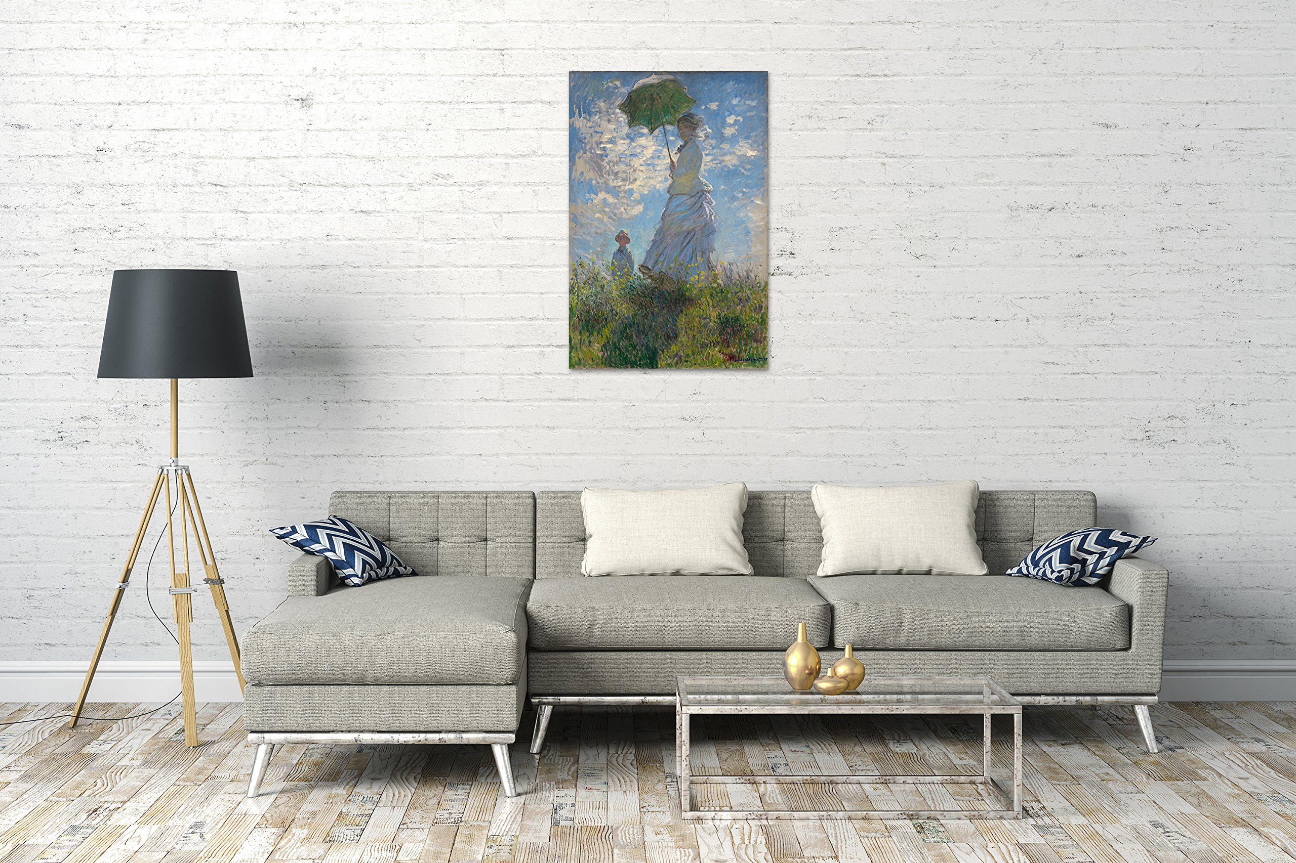 Printed Paintings Impression sur Toile (80x120cm): Claude Monet - Femme avec Parapluie - Madame M