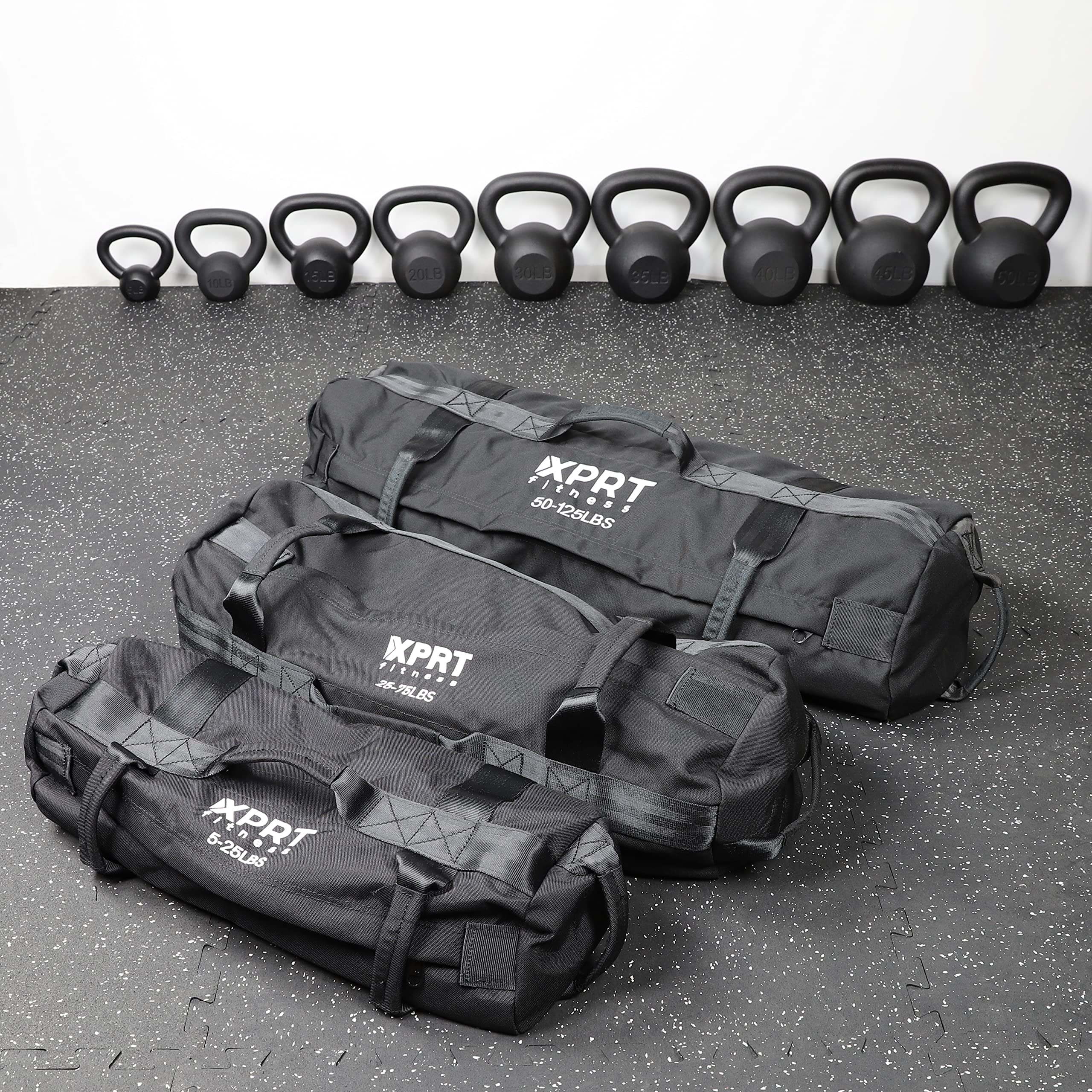 XPRT - Bolsa de arena para entrenamiento de alta resistencia, 7 asas de agarre, color negro