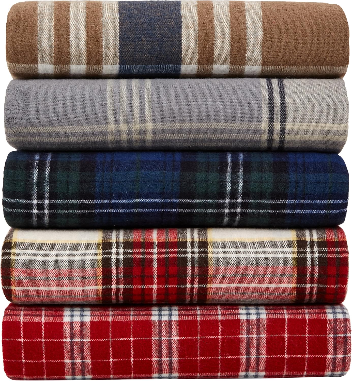 Amazon Basics Yarn-Dyed Lightweight Flannel Sheet Set - King, Grey Plaid