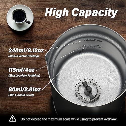 Miniatura 3 de Simple Deluxe Espumador de leche 4 en 1, vaporizador de leche eléctrico de 8.1 fl oz8.12 oz automático para leche caliente y fría y calentador de