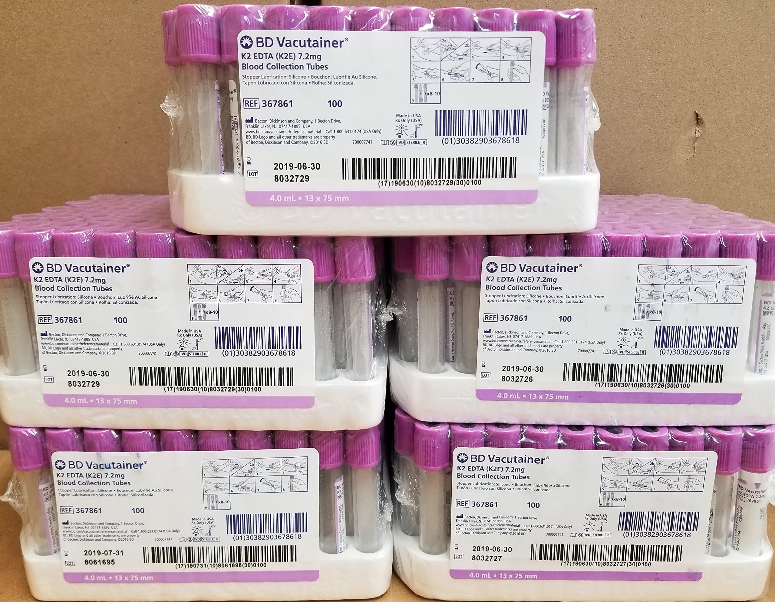 Tube (5 Pack) Lav 4.0 Ml 13x75 (K2) Plastic Paper Label