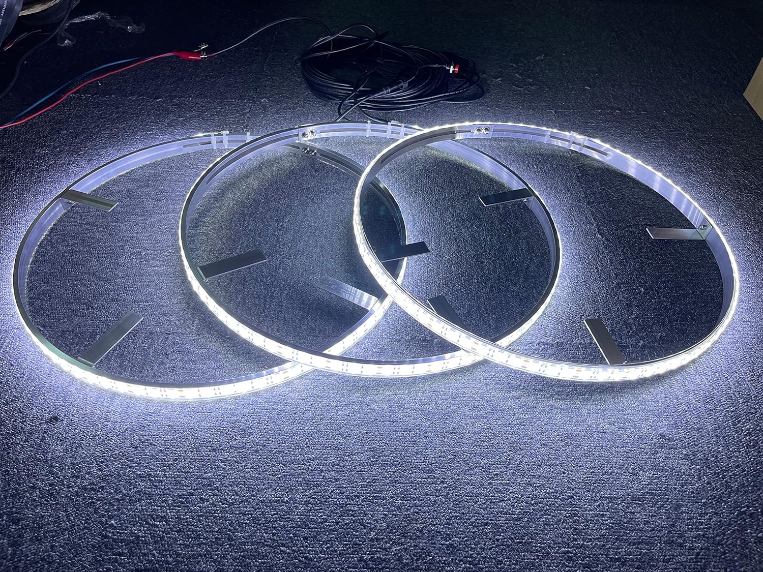 Sando Tech 3PCS 15.5‘’ Double Row Pure White Solid Color Flashing Led Wheel Ring Light Strobe Tire Light Switch Ctrl - Compatible with Polaris Slingshot
