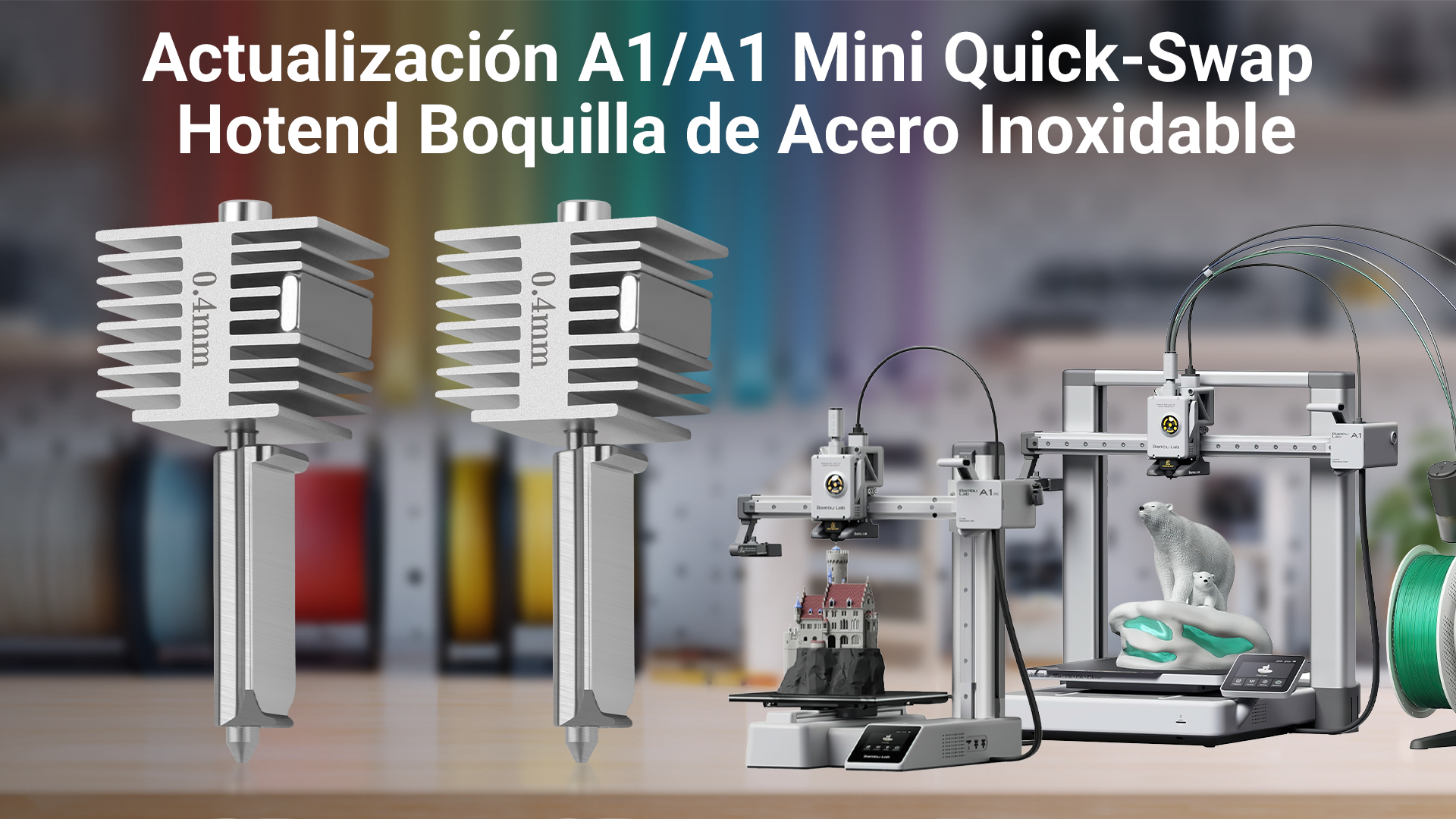 2 stuks upgrade A1/A1 Mini Quick-Swap Hotend 0,2 mm 0,4 mm roestvrij stalen spuitmonden, Fast Speed & High Temp geïntegreerde structuur met siliconen afdekking, compatibel met Bambu Lab A1/A1 Mini