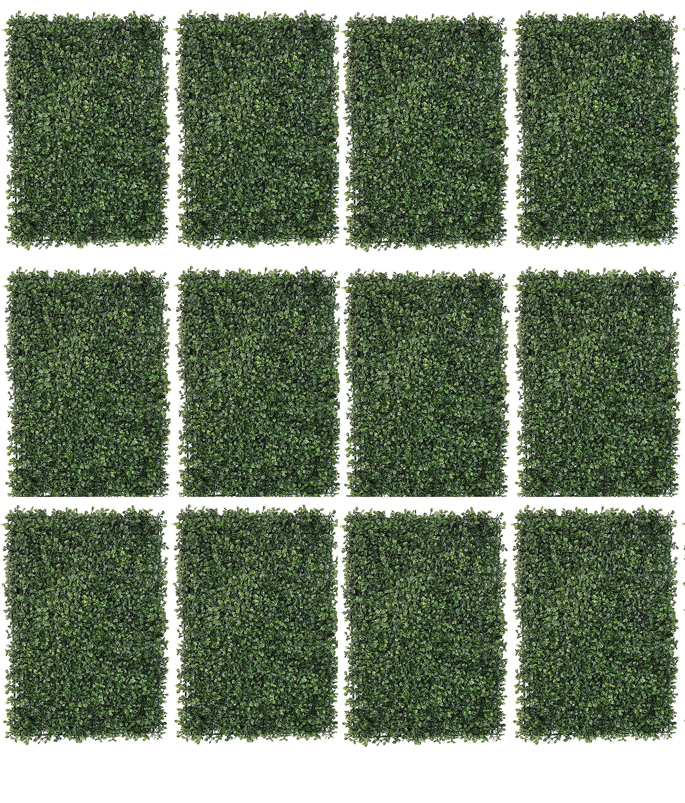 Hyperboles Artificial Plants Boxwood Tiles Hedge Grass for Wall Roof Decor - 60cm x 40cm (Pack of 12)