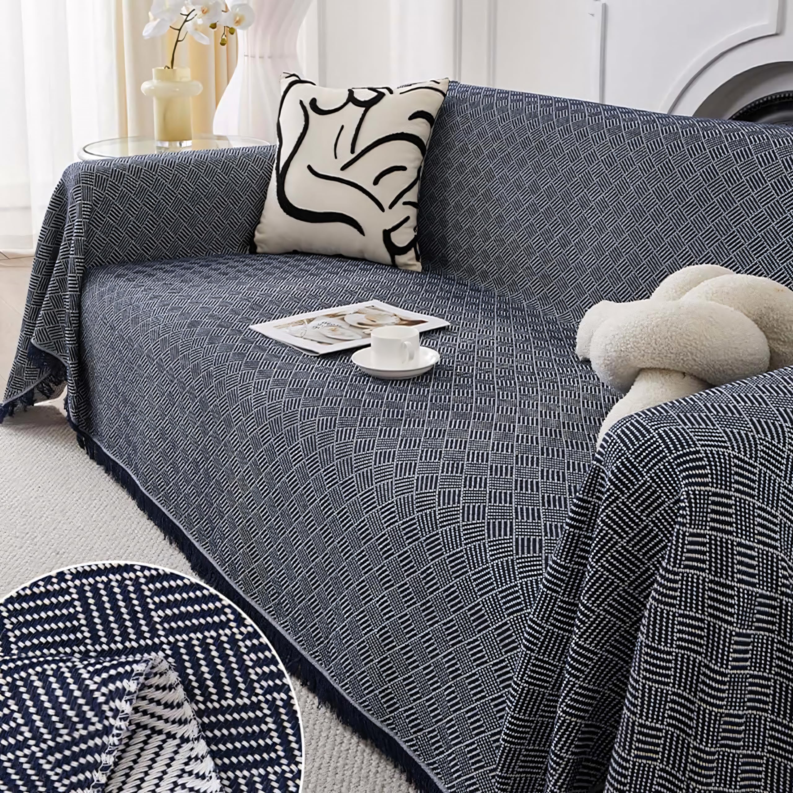 SDYdsgE sofa cover， Large Sofa Covers for Sectional 1 2 3 4 Seater Slipcovers with L Shape Furniture Protector(Blue,180x260cm)
