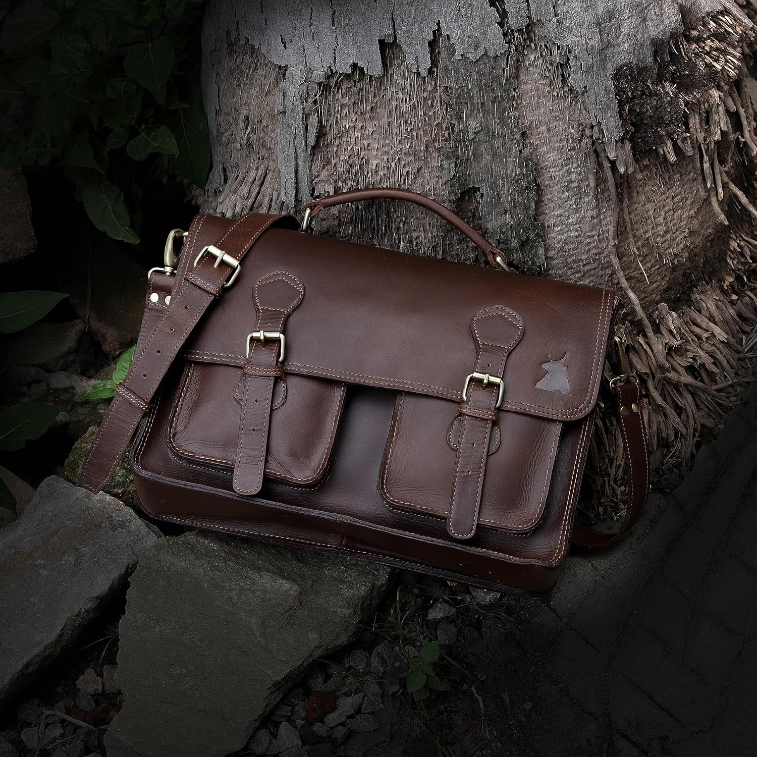 Leather Messenger Bag For Men, Vintage Handmade Laptop Briefcase and Shoulder Bag for Men - Image 3
