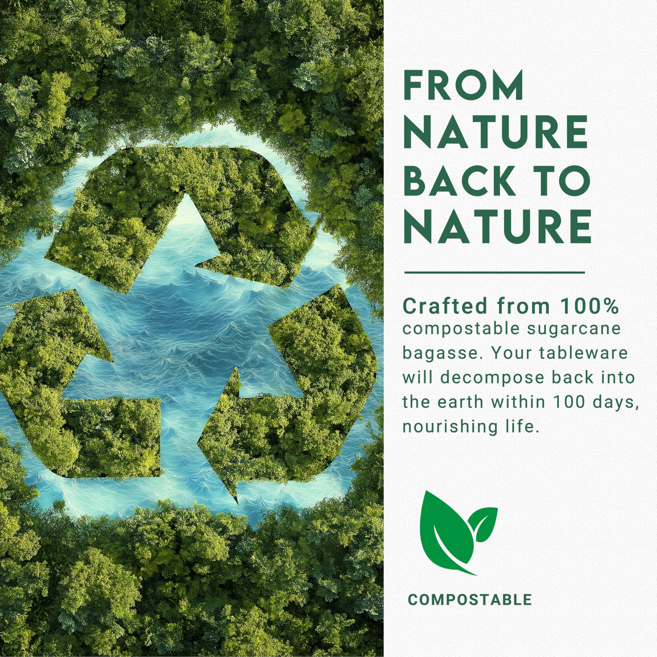 ZOES HOMEWARE Platos de papel ovalados 100% compostables de 12 pulgadas a granel, 100 unidades, platos desechables grandes y resistentes, platos de pulpa de caña de azúcar ecológicos para fiestas,