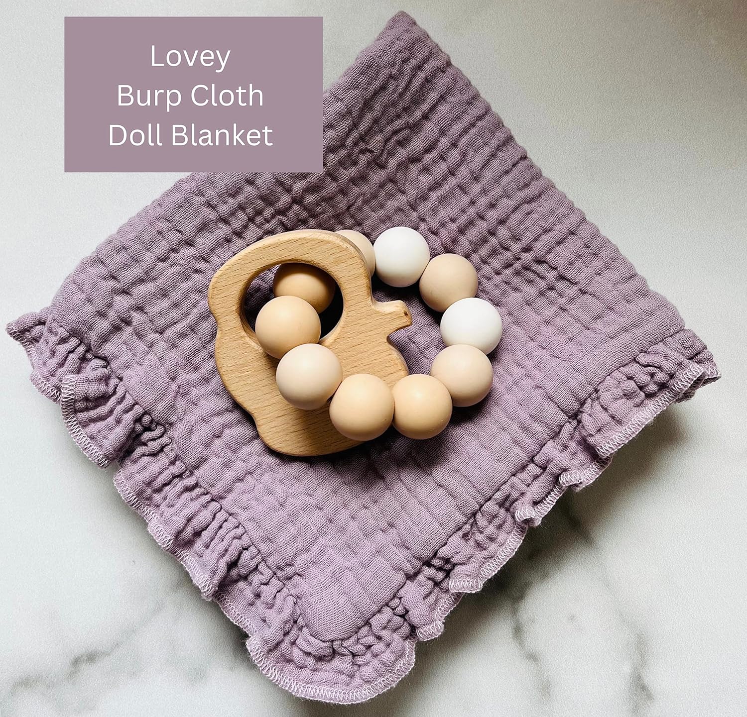 Leyl&Ari Toddler Blanket and Lovey Set | 100% Organic Cotton | Ruffled Lilac