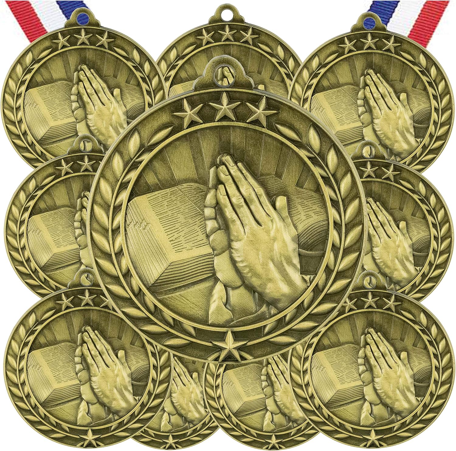 10 Pack Religion Religious Gold Medals Trophy Award with Neck Ribbons WAMG-958