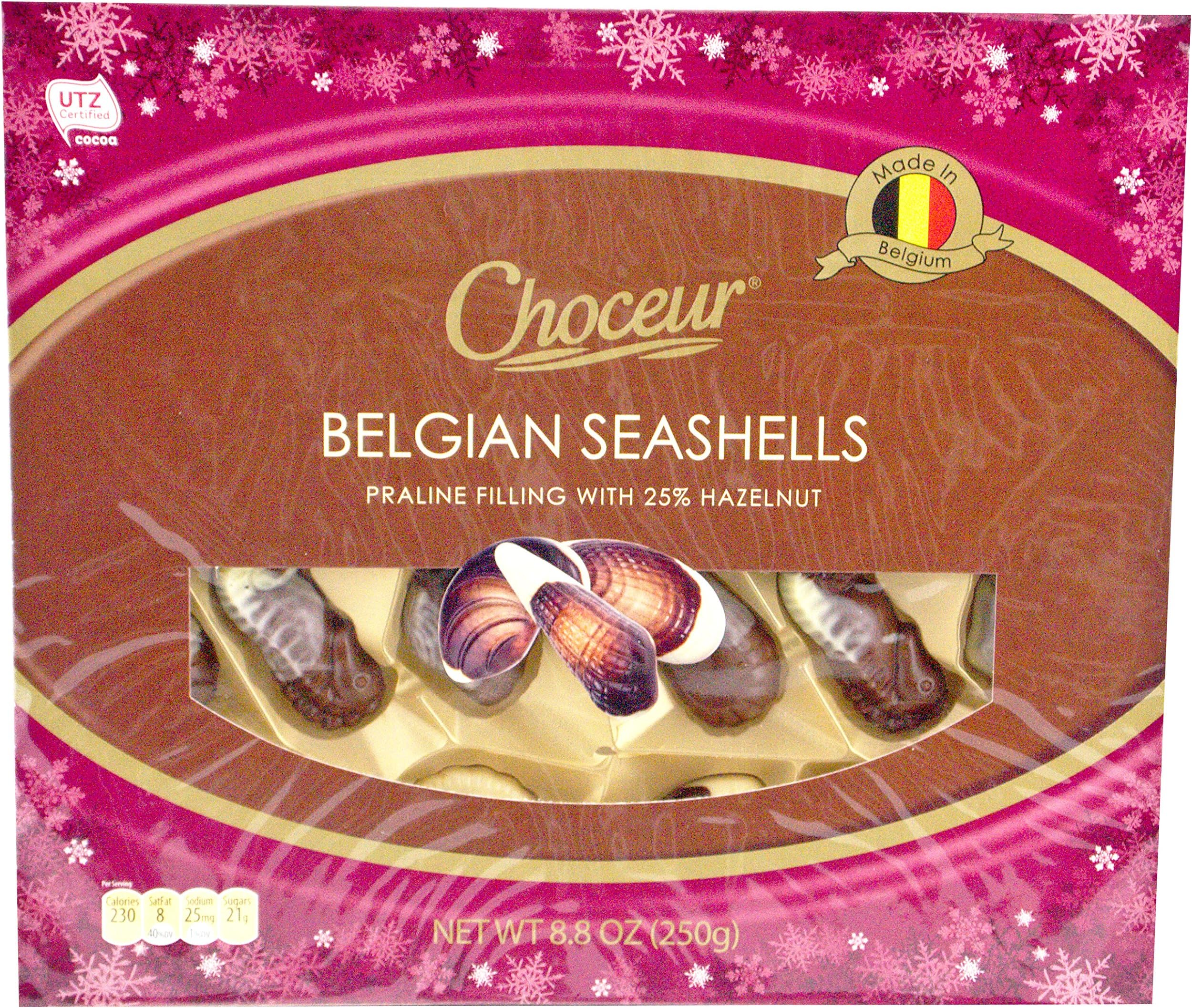 Choceur Belgian Chocolate Seashells with 25% Hazelnut Praline Filling, 8.8 Ounces (Pack of 2 Boxes)