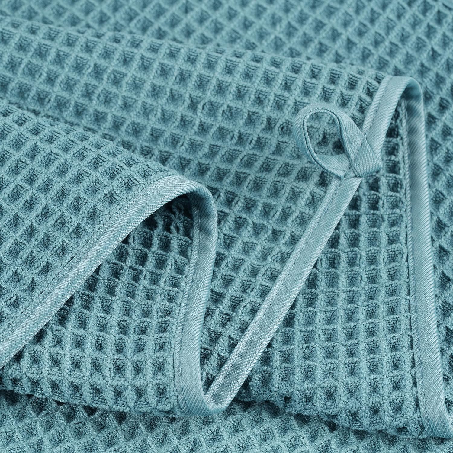 POLYTE 430 GSM Microfiber Quick Dry Lint Free Oversize Bath Towel Set, 6 Piece (Waffle Weave) - Image 4