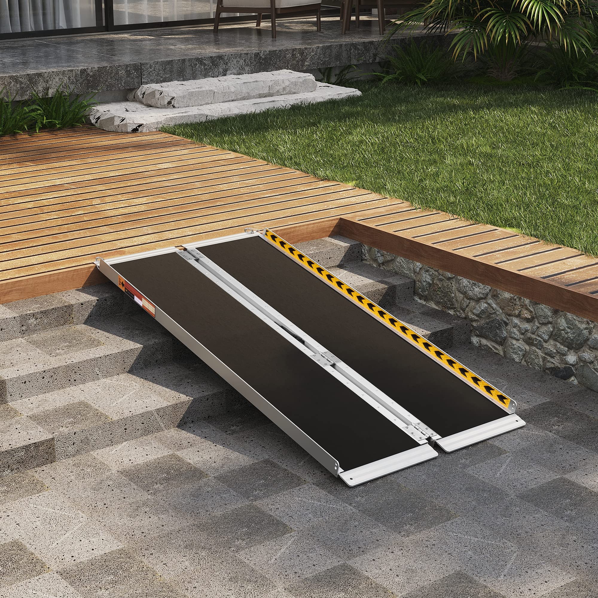 Amazon.com - ORFORD Non-Skid Wheelchair Ramp 5FT, Threshold Ramp with a  Non-Slip Surface, Portable Aluminum Foldable Mobility Scooter Ramp, for  Home, Steps, Stairs, Doorways, Curbs -