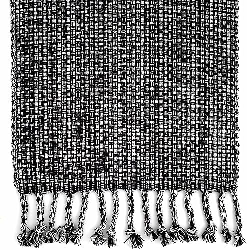 Miniatura 2 de Camino de mesa 100% algodón para mesas de comedor, rectangular, tejido de dos tonos, 72 x 13 pulgadas, suave y duradero, color negro (paquete de 1)