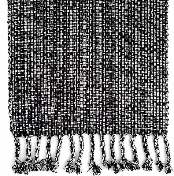 100% Cotton Table Runner for Dining Room Tables Rectangle Two Tone Woven Fabric 72 x 13 Soft Durable Table Runner, Black(Pack of 1)