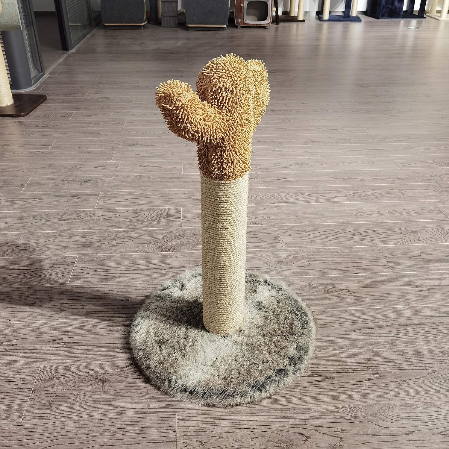 TheWildScratcher Cactus Cat Scratching Post for Indoor Cats 26'', Unique Brown Color, Modern Cat & Kitten Scratcher Post, Durable Sisal, Sturdy Materials, Dangling Plush Ball, Simple to Assemble : Pet Supplies