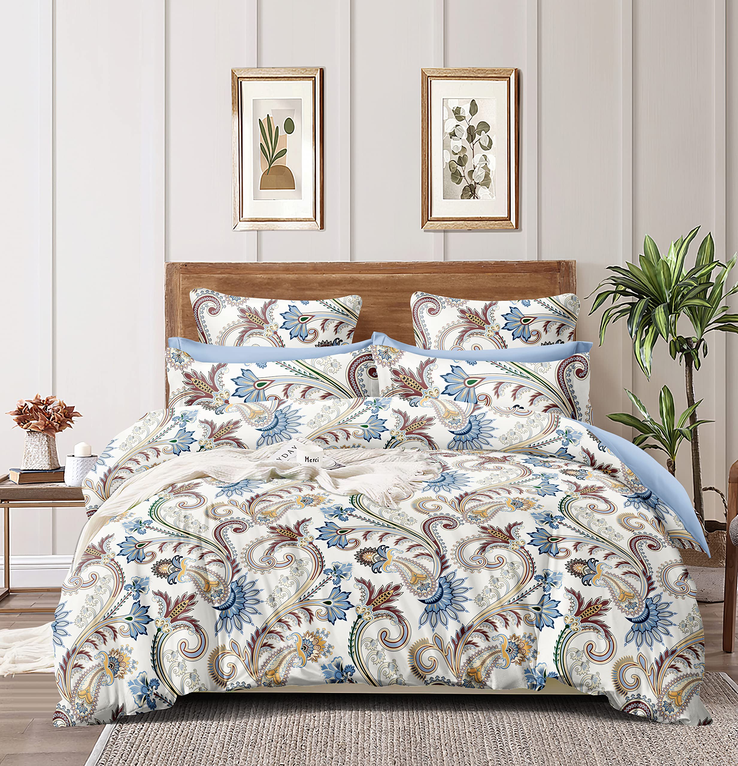 THE HOME STYLE 400 TC Super Soft Glace Cotton King Size AC Comforter ll Duvet with 1 King Size Elastic Fitted Bedsheet 72"x78" Inch and 2 Pillow Cover (Pack of 4, Vanilla Mist); multicolor, 4 count