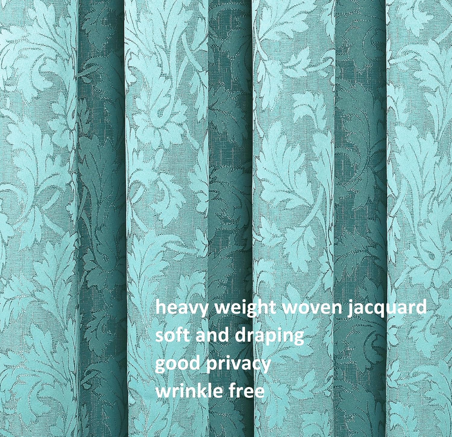 Today's Curtain, Flora Leaf Jacquard Panel 84", Blue, 52" W x 84" L