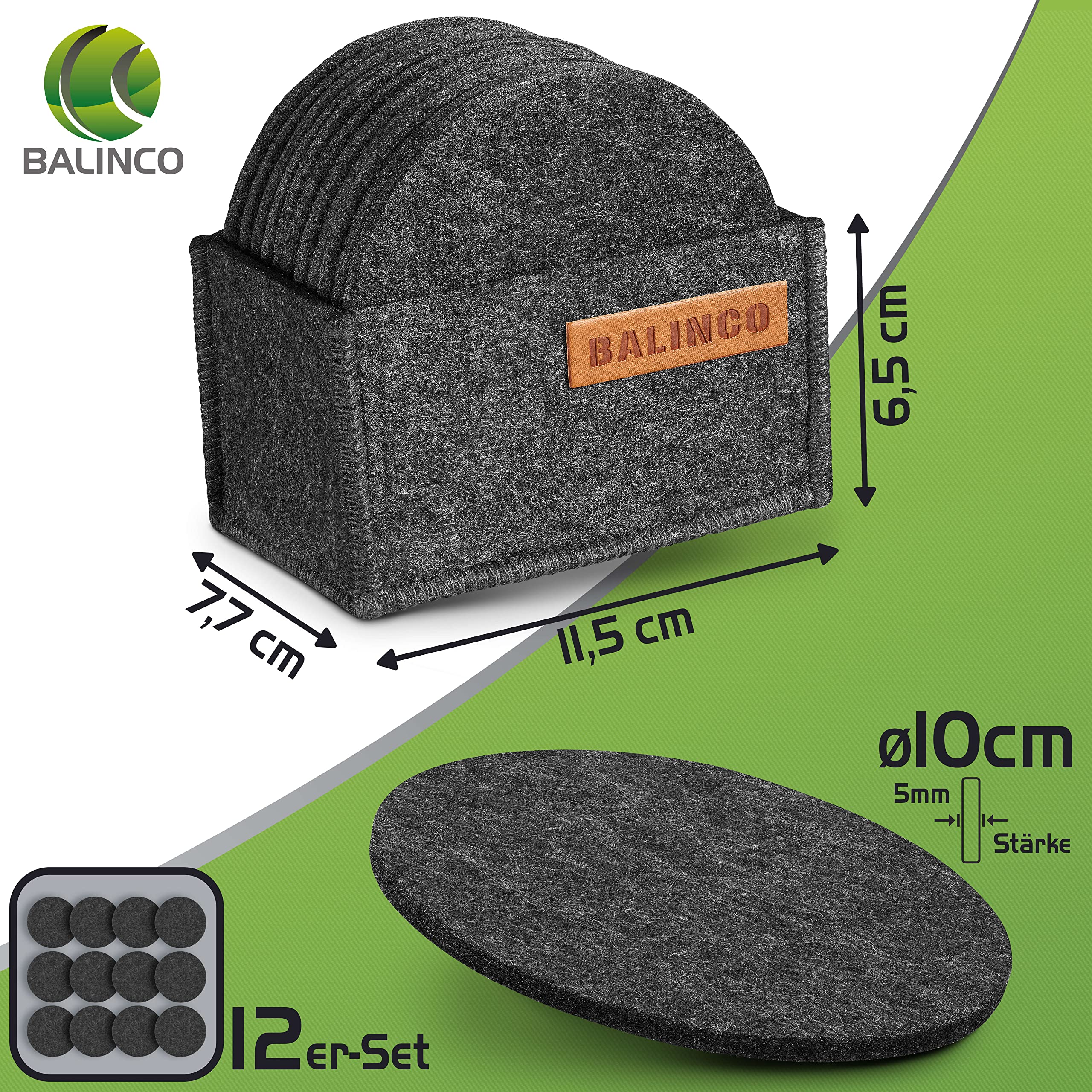 Balinco Felt Coasters, Glass Coasters, Felt Coasters for Drinks Bar, Cups, Glass, Heat Resistant - Image 2
